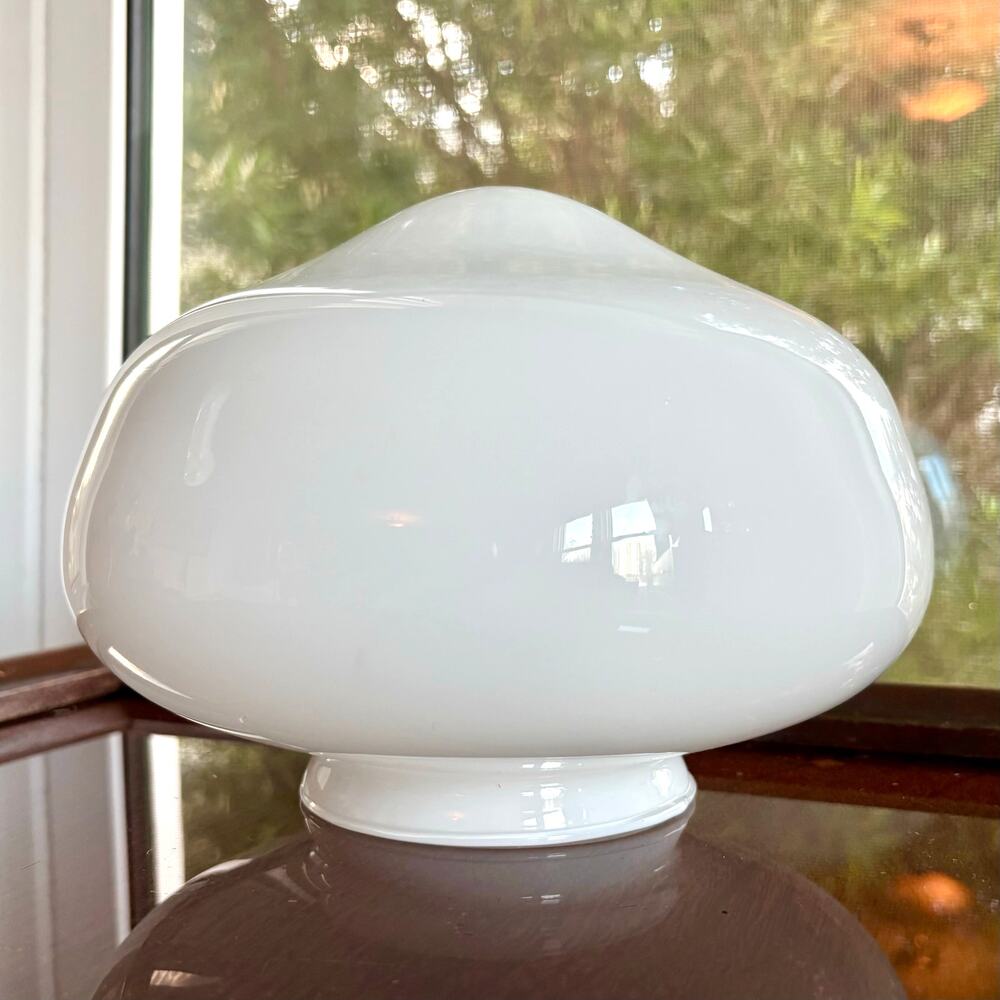 Vintage Milk Glass Lamp Shade, Mushroom Dome Shape, 4” Fitter